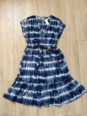 (NWT) GAP Navy and White Tie-Dye Midi Dress